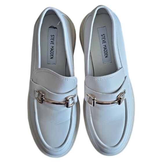 Steve Madden White Platform Loafers Chunky Lug Sole Slip-Ons Sz 10 Y2K Inspired - Picture 3 of 12